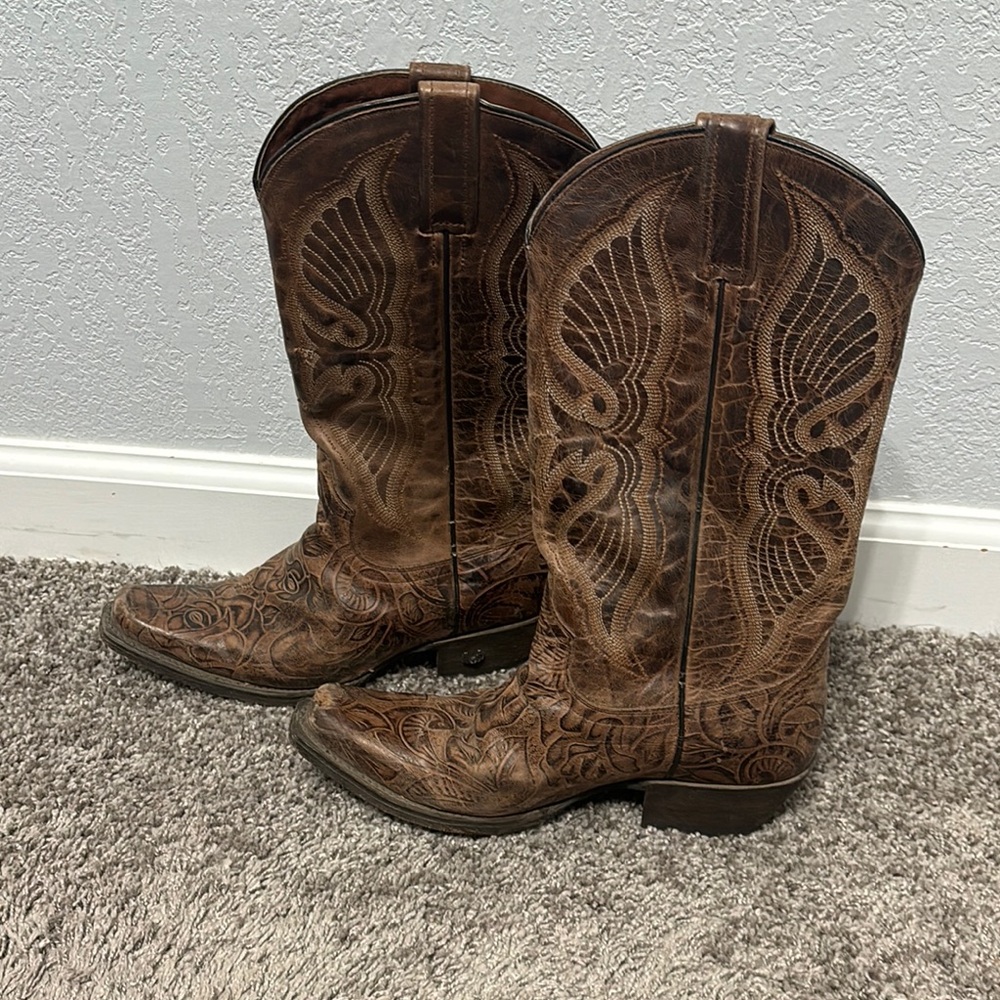 8SecondAngel - Brown Western Cowboy Boots